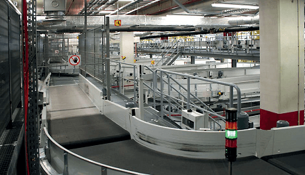 Schiphol baggage basement, conveyor systems in the underground handling area